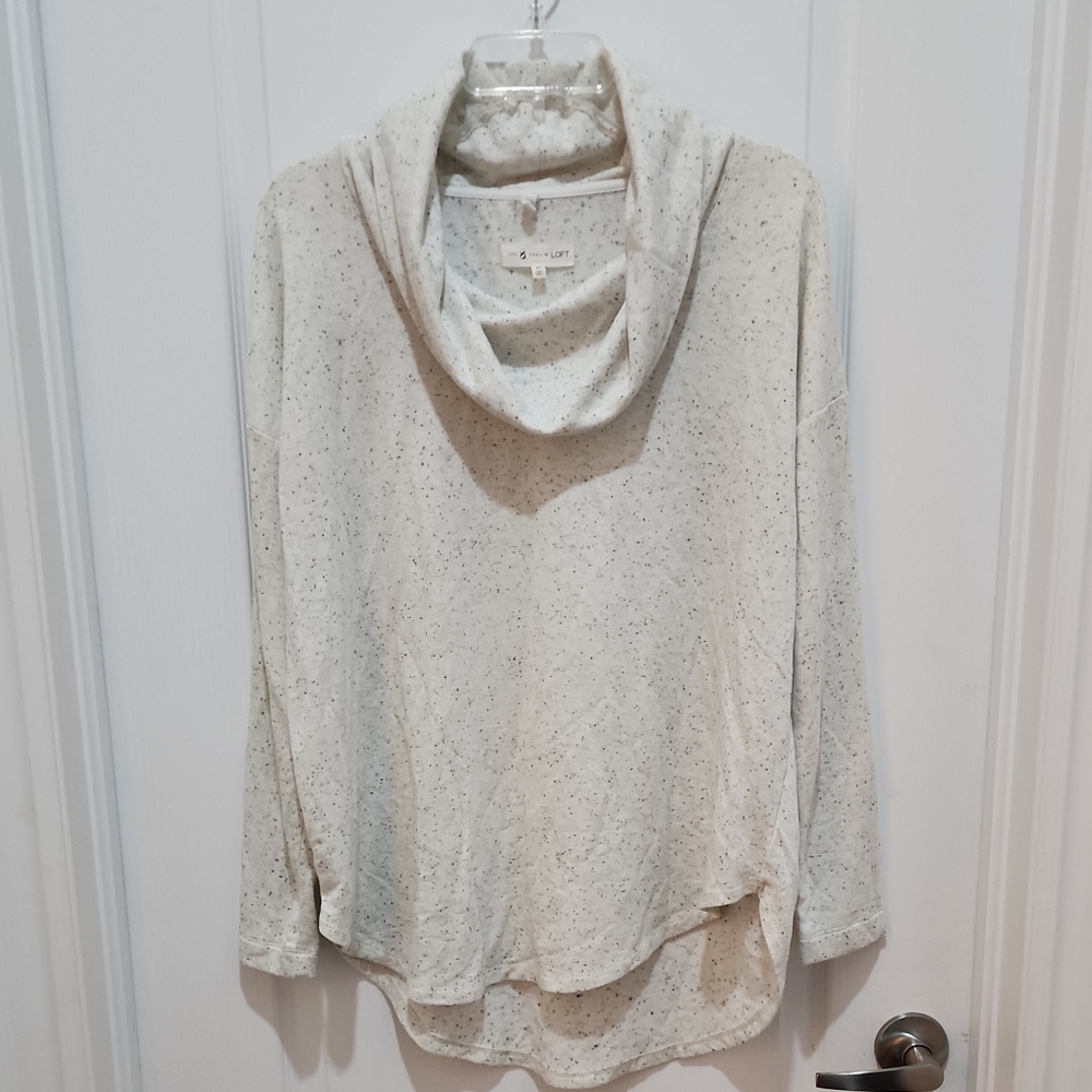 Lou & Grey Speckled Cream Cowl Neck Sweater #D2509-0095